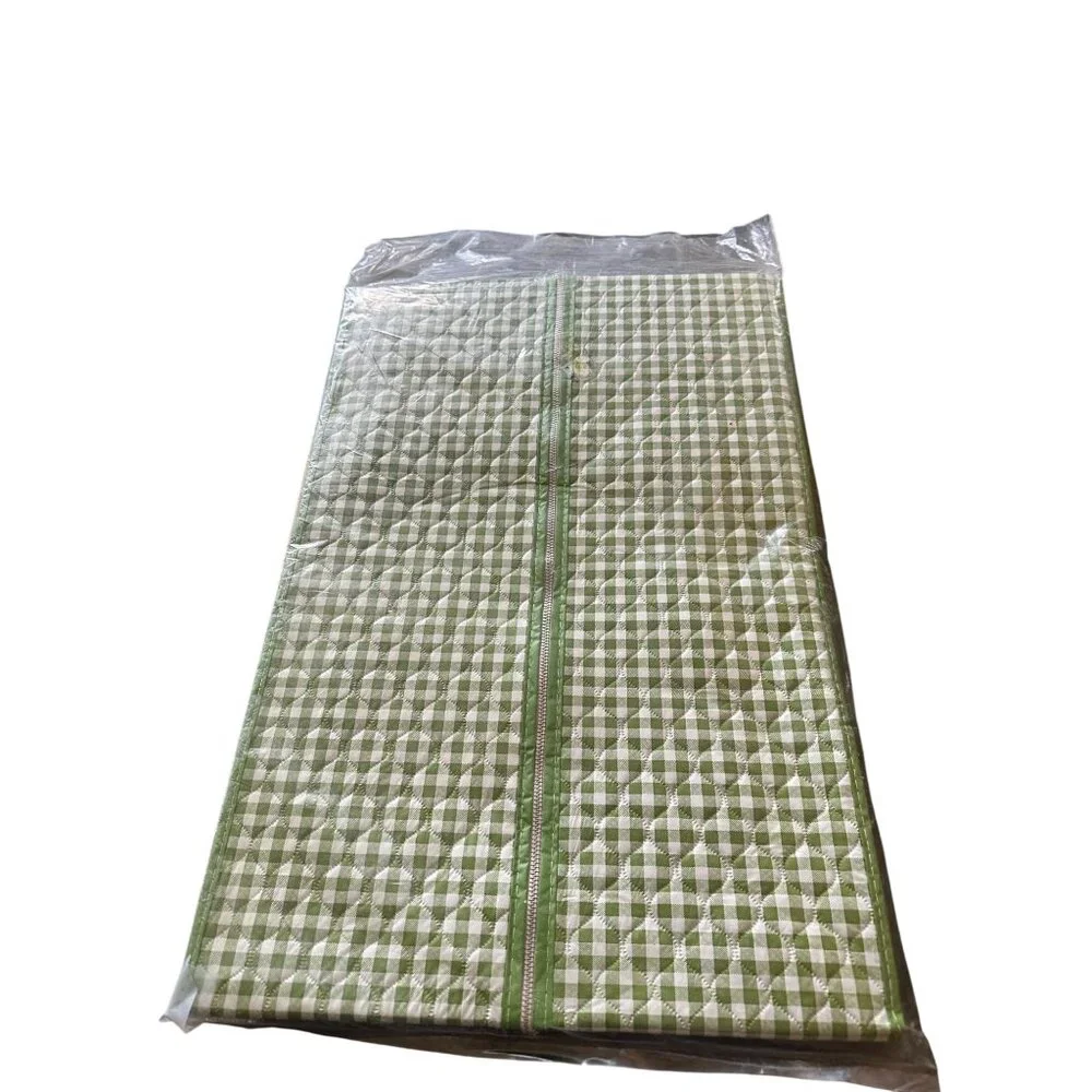 Vintage Sealed Closet Hanging Jumbo Garment Bag Gingham Print Quilted Front